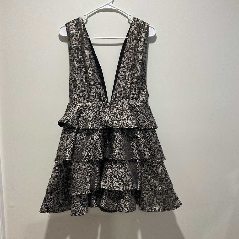 Deep Slit Ruffle Dress